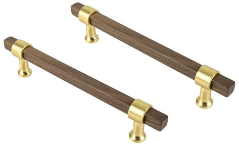 TopHomer Schubladengriffe aus Holz, Zinklegierung, Möbelgriffe mit Schrauben, für Schlafzimmer, Badezimmer, Küche, Schränke, Türbeschläge, 128 mm, 2 Stück
