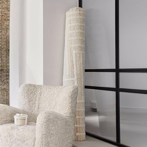 Loberon Teppich Nouriya - Getuftete Linienstruktur - Geometrische Muster - Weiche Haptik - Natürliche Töne - 170x240 cm - Wohntextilien - Wohnaccessoires - Wolle, Creme