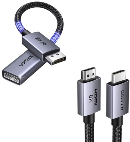 UGREEN HDMI 2.1 Cable Certified 10K 8K and DisplayPort to HDMI Adapter