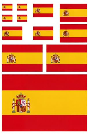 ZEBKEL 1 Pieza España Pegatina Coche Cuadrado Vinilo Rojo Amarillo Autoadhesivo Impermeable Antirrayaduras Retirable Sin Residuos Resistente a UV para Coche Decoración Camión Moto Equipaje