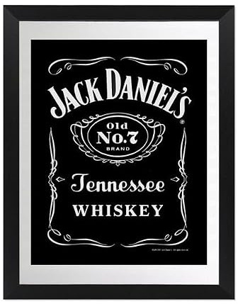 Close Up Jack Daniel's Spiegel Black Label XL, Wandspiegel 30 x 40 cm mit schwarzem Kunststoffrahmen in Holzoptik, Bar Deko, Geschenk für Whiskey Fans, Hausbar & Partykeller