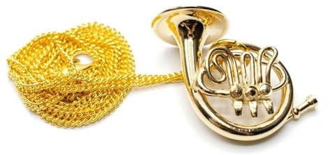 Miniblings vergoldete Horn Halskette - Handmade Modeschmuck I Kette mit Anhänger Länge: 60cm - Waldhorn Orchester Musik + Box