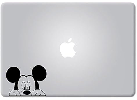 Die-Cut Vinyl Decal Sticker Mickey Mouse Peeking for MacBook Laptop Car Window (Black)