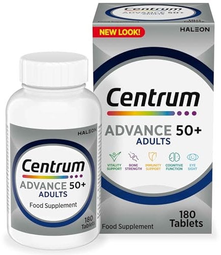 Centrum Advance 50+ Tablets Multivitamin & Mineral Supplements, with 24 essential nutrients, including vitamin D, C, Zinc, 180 ct
