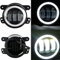 SXMA 4 Zoll 30 Watt Runde H4 LED 10,2 cm Offroad Frontstoßstange Nebelscheinwerfer mit Angel Eye Halo Ring Lichter DRL Lampen HS023R für Wrangler JK (1 Para)