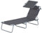 Outsunny Transat Bain de Soleil Pliable Chaise Longue Pliante Grand Confort Dossier Inclinable Multi-Positions et Pare-Soleil réglable Dim. 187L x 58l x 36H cm Gris