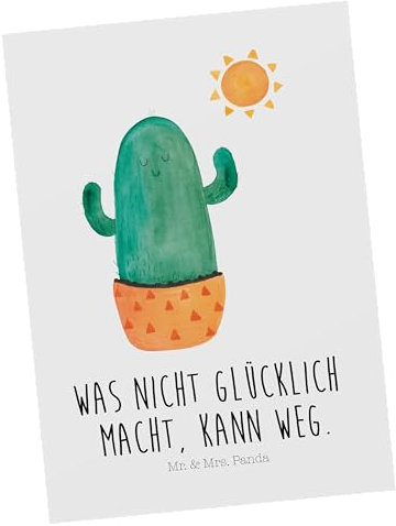 Mr. & Mrs. Panda Postkarte Kaktus Sonne - Geschenk, Motivation, Einladungskarten Geburtstag, Dankeskarte, Grußkarte, Einladung, Kakteen,