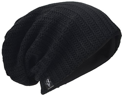 HISSHE Herren Übergröße Beanie Slouch Schädel Kappe Stricken Winter Strickmütze B08 (019-Schwarz)
