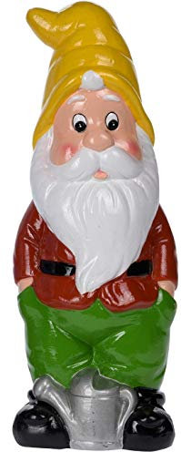 AWEHIRU Trendkontor Gartenzwerg 30 cm aus Keramik Zwerk Wichtel Gartendeko 4 Verschiedene Modelle (Gelbe Mütze)