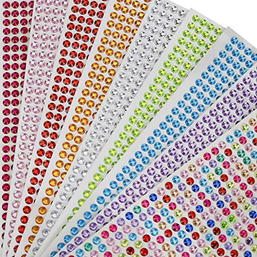 Schmucksteine Strasssteine Aufkleber Selbstklebende Juwelen Acryl Glitzersteine für Gesicht Augen Nägel 9 Blätter Kinder DIY Fertigkeit Karten Verschönerung Dekorationen