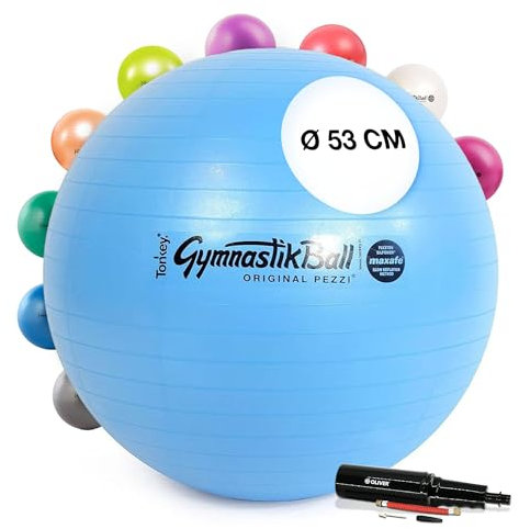 PEZZI Original Pezziball MAXAFE 53 cm mit Pumpe lightblue Gymnastikball