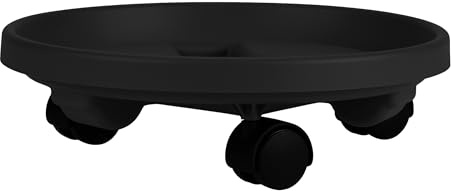 Bloem Round Plant Stand Caddy w/Wheels Saucer Tray (CAD1400), Black, 14