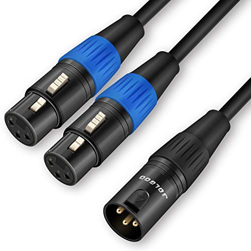 JOLGOO XLR Splitter - Dual XLR Female to Male Y Splitter Microphone Cable, 1.5 Meters