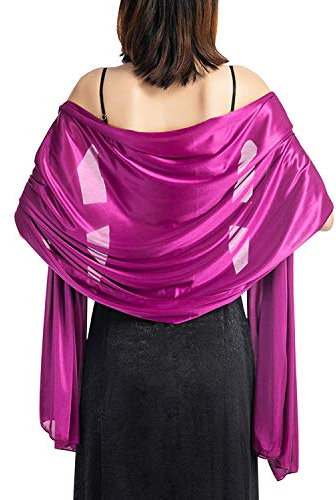 De feuilles Damen Stola Schal Umhangtücher für Abendkleid Festlich Hochzeit Braut Frühling Sommer in verschiedenen Farben,weich und Schein 200 * 70CM Violett