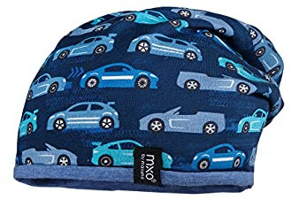 maximo Boy-Mütze, Beanie, Wendebeanie, blau mit Motiv Autos, Gr. 49