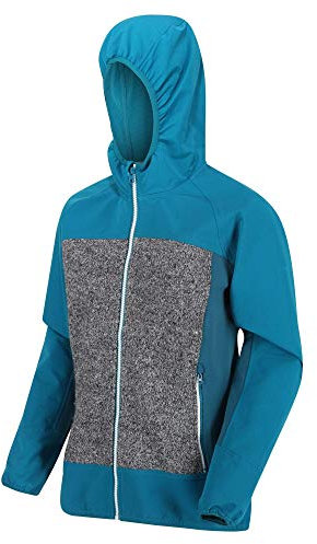 Regatta Women's Garn Veste Softshell à Capuche Femme Stretch Ultra Extensible et Coupe-Vent Soft Shell Femme Ocean Depth/Ash FR: XS (Taille Fabricant: 10)