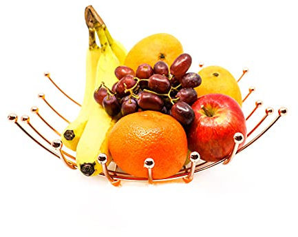 St@llion Square Lattice Fruit Bowl Nest Basket for Storage of Fruits & Vegetables with Copper Wire Finish- 26 x 8 x 26cm