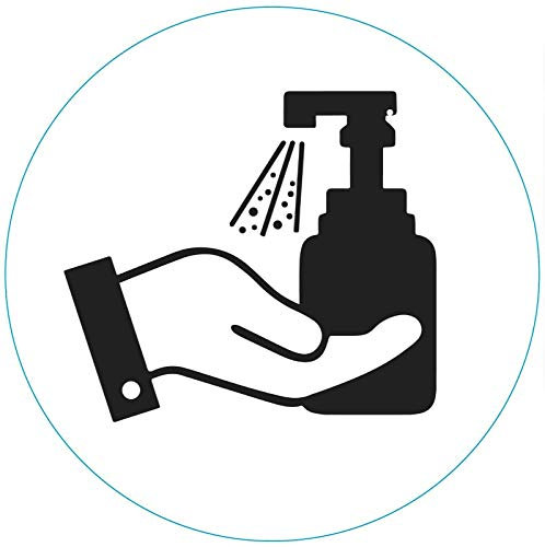 Aufkleber Hinweis Bitte Hände desinfizieren Hygiene Schild Folie Ø5-30cm | weiß/schwarz Made in Germany, Größe: Ø30 cm