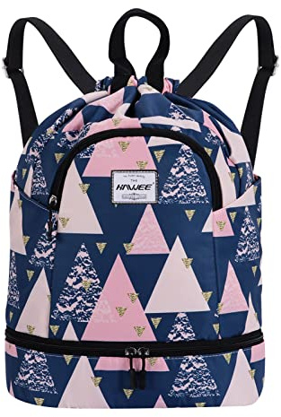 Wasserdicht Kordelzug Rucksack mit Innentasche Groß Turnbeutel Kordelzug | Tagesrucksack Tunnelzug Tasche Sporttasche, Unisex für Frauen Männer Reise Alltag Schule Outdoor Yoga Schwimmen Strand