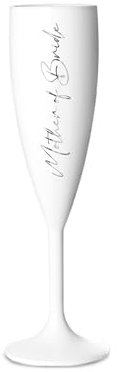Print Maniacs Champagne Premium White Flute Glass Bride Groom Mr Mrs Wedding Maid Honour Wine Cocktail Prosecco Celebrations Gift (Silver, Mother of Bride)
