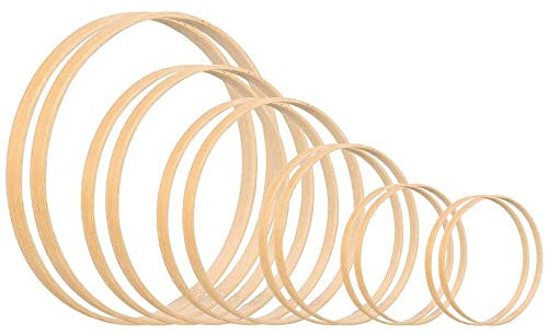 CENPEK 12 Stück 6 Größen Holz Bambus Blumen Hoop Set Kranz Makramee Handwerk Ringe für DIY Hochzeit Kranz Dekor Traumfänger Wandbehang Handwerk (8cm/10cm/13cm/15cm/18cm/20cm)