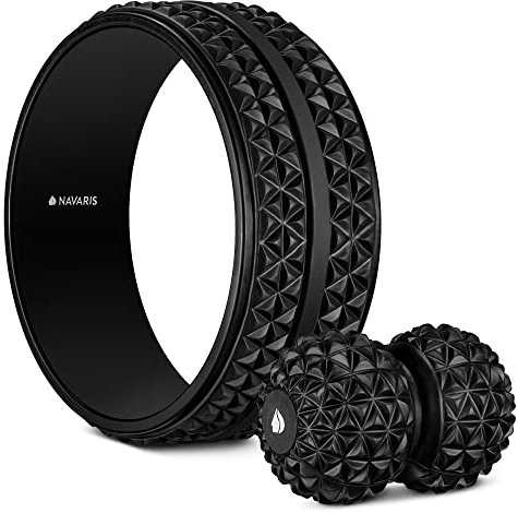 Navaris Yoga Set aus Pilates Rad und Duo Massage Ball - Yogarad Yoga-Ring und Massageball Faszienball für Pilates Gymnastik Stretching Flexibilität