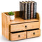 Nicunom Bamboo 3-Tier Desk Organizer with 3 Drawers, Multifunctional Desktop Storage for Office, Home, Bathroom