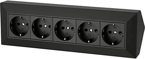 5-Fach Structure Bloc Multiprises Prise de Courant d'angle - 230V 16A 3600W - Noir