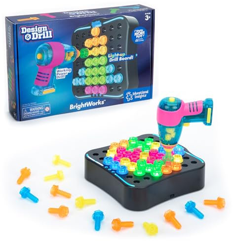 Learning Resources Design & Drill Brightworks, MINT-Lernspielzeug mit Spielzeugbohrer, 53-teilig, ab 3 Jahren