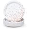 MATICAN Platos de papel para fiestas, paquete de 50 platos desechables de oro blanco y rosa, lunares de aluminio, 9 pulgadas