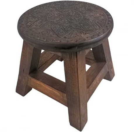 Coco Papaya Hocker, Holz, Mandala-Motiv, 25 cm