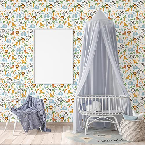 TADESSI Tapete Kinderzimmer M1-No.718 Vliestapete Bunt Gelb Dschungeltapete Tiere Natur Jungenzimmer Mädchenzimmer