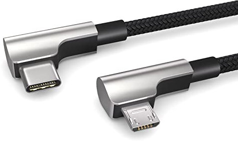 0,3 m da USB C a MICRO USB, cavo OTG, ricarica dispositivi Micro USB, spina angolata, cavo dati, cavo di ricarica, USB 2.0