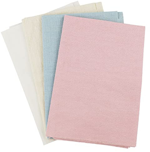 4 pezzi di tessuto per ricamo, in lino naturale per punto croce, materiale per realizzare indumenti, artigianato e decorazioni fai da te, 4 colori, 50 x 50 cm