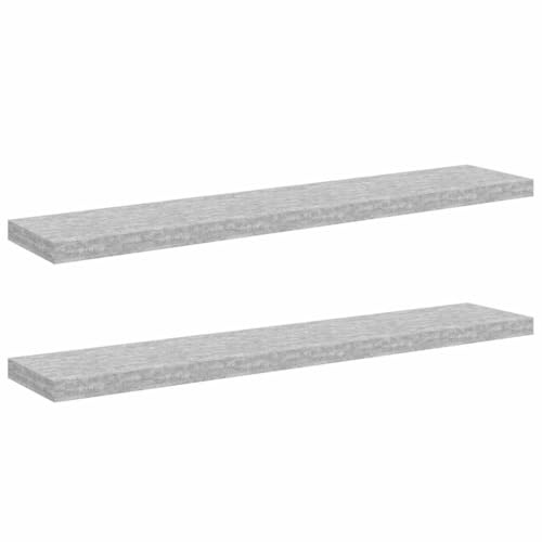 vidaXL 2x Floating Wall Shelves Living Room Office Furniture Shelving Wall Ledge Board Bookcase CD Display Rack Hanging Shelf MDF Concrete Grey