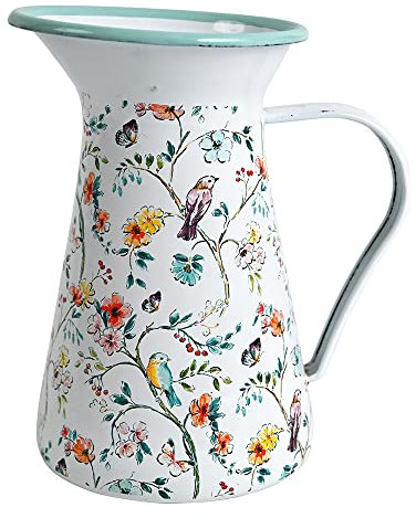 ALL CHIC Flower Vase Vintage Decorative Metal Rustic Enamel Vases for Flowerset Metal Small Vases for Living Room Office Kitchen Decorations Accessories,White