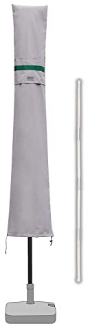 Sekey Housse de Protection pour Ø2m-3.5m Parasol,Couverture de Parasol avec Grilles D’aération,100% Polyester, Gris clair