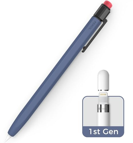 TRONWIN iPencil Case for Apple Pencil 1st Generation Sleeve Silicone Protective Cover Perfect Grip Skin Classic Design with Sturdy Clip Compatible with Apple Pencil 1st Generation (Midnight Blue)