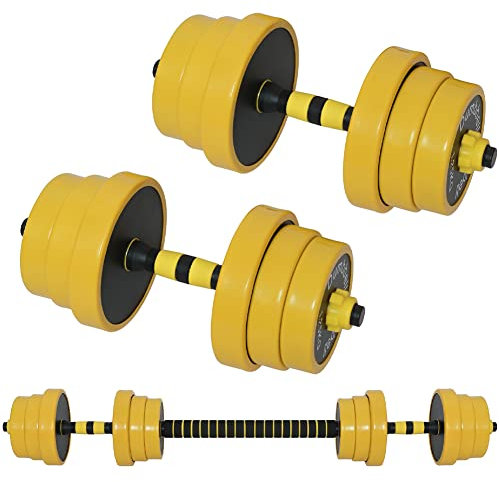 BAKAJI Set 2 in 1 Manubri Regolabili con Barra Bilanciere di collegamento, Rivestimento Gomma Piuma Antiruggine Antiscivolo, Palestra, Fitness, con Pesi (30, Chilogrammi)