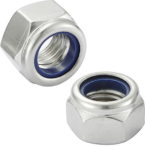 AMLOOPH M6 Nyloc Hex Nuts - 6mm M6 Steel Locking Nuts with Nylon Inserts, Self Locking Nylon Nut for Bolts & Screws (Pack of 20)