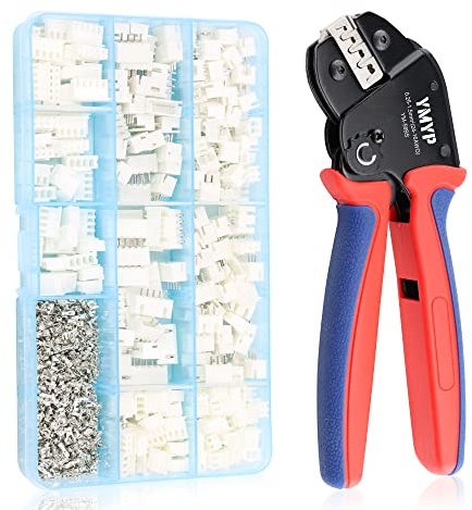 YMYP Pinza a Crimpare di 0,25-1,5 mm² Connettori Elettrici con 720 pezzi Kit Connettori JST-XH, Capocorda Crimpatrice per AMP-TE 2,8/4,0/4,8/6,3 JST-SM2,54/XH2,54/VH3,96 & Molex