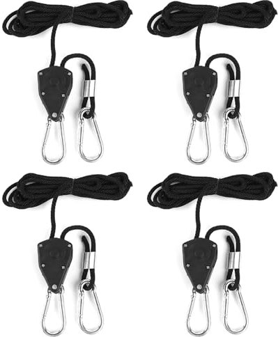 MIYUANNGKJ 4 Pack Ratchet Ropes 1/8 Heavy Duty Ratchets Hangers Ratchets Hangers Rope Adjustable Rope Ratchet Grow Light Hangers for Grow Room Equipment Flowers Plants