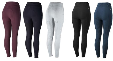 NETPROSHOP Damen Reithose Jogger ELSA High Waist mit Handy Tasche Silikon Vollbesatz Gr. 34-44, Damengroesse:44, Farbe:Schwarz