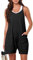 DUOEASE Salopette Donna Estiva Tuta Jumpsuit Elegante Senza Maniche, Romper con Tasche e Overall Corta(Nero 2XL)