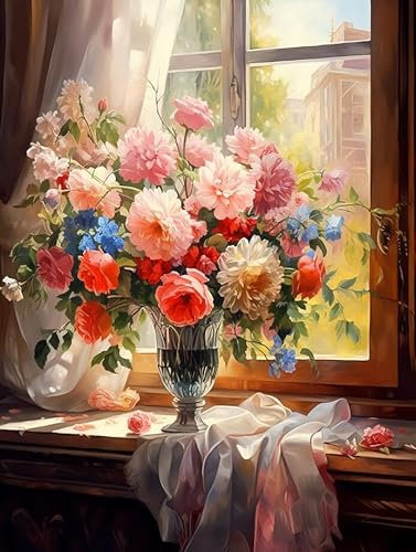 Personalisierte Leinwand Wandkunst Wunderschöne Blumen in Vase,Q,30*40cm Leinwand Bilder Kunstdrucke Leinwanddruck Wandkunst Leinwand Malerei Poster Abstraktes Bild Zuhause Wohnzimmer Schlafzimmer De