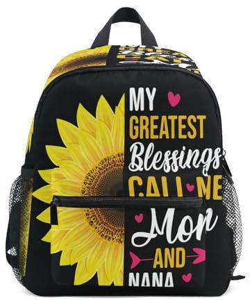 HMZXZ Kinder Kleinkind Mini Rucksack für Jungen Mädchen Mein Größte Segen Anruf Mich Mama Und Nana Kinder- Rucksäcke Sonnenblume Schule Tasche with Name Brand