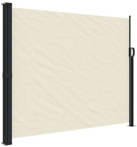 vidaXL Auvent Latéral Rétractable, Brise-Vue de Jardin, Écran de Protection, Écran de Balcon Terrasse Arrière-Cour Extérieur, Crème 160x300 cm