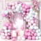 Teselife 153 Pezzi Kit Arco di Palloncini Rosa, Kit Ghirlanda Palloncini Rosa Pastello Metallizzato Bianco per Compleanno Baby Shower Matrimonio Anniversario Carnevale Decorazioni per Feste Forniture