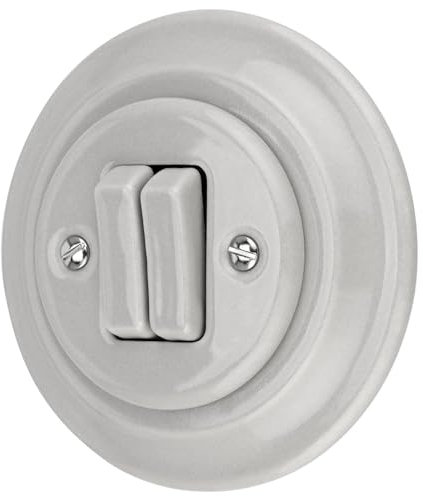 ADAKAT Interrupteur double encastré en porcelaine rétro tout-en-un série PR1 gris clair