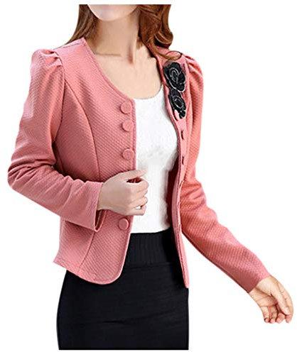 IQYU Cardigan da donna, estivo, leggero, elegante, corto, blazer aperto, lavorato a maglia, casual, cropped lavorato a maglia, bolero, blazer corto, stretch, Colore: rosa., XL